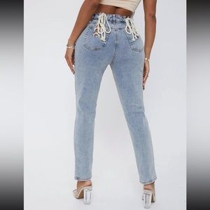 SHEIN SXY Lace Up Mom Jeans